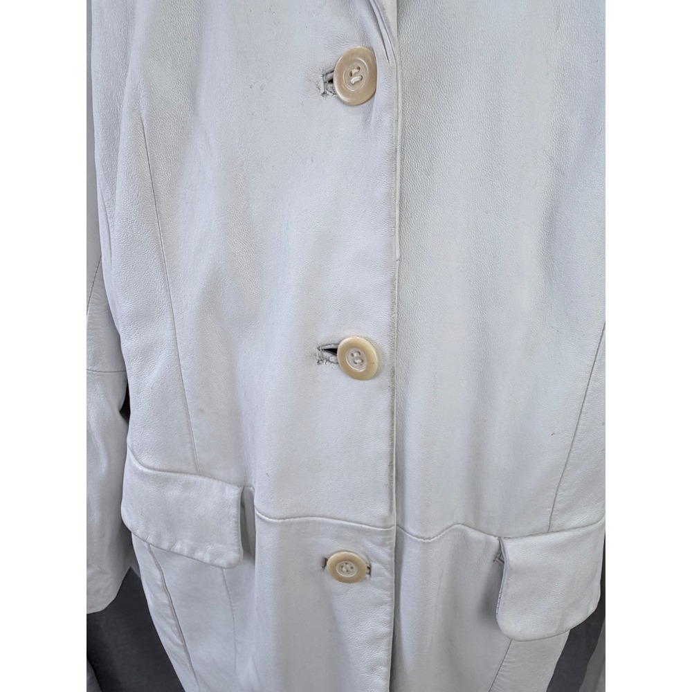 Terry Lewis Classic Luxuries White Genuine Leather Long Coat Size 1X - Picture 4 of 13